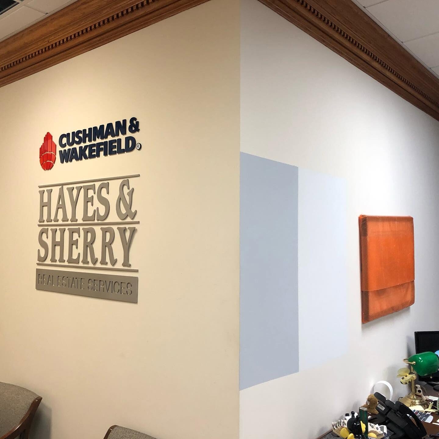 Freshly painted commercial real estate office lobby