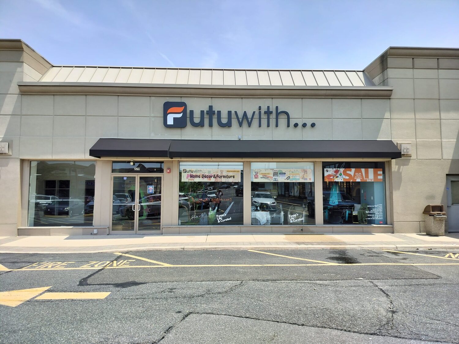 Storefront awning and channel letters for Futuwith