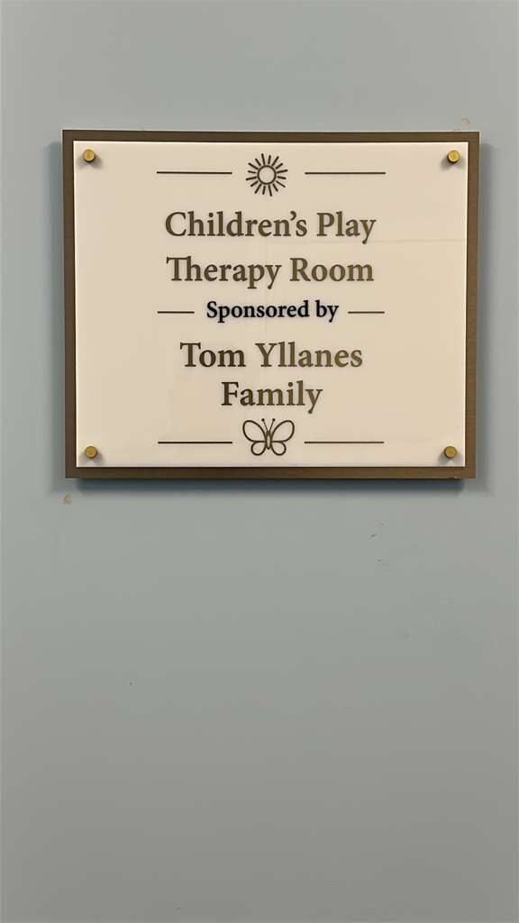 Engraved donor plaque for Children's Play Therapy Room