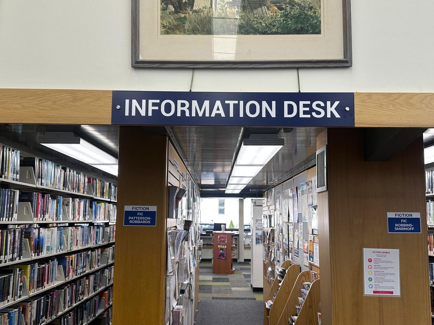 Hanging wayfinding signs for Public library
