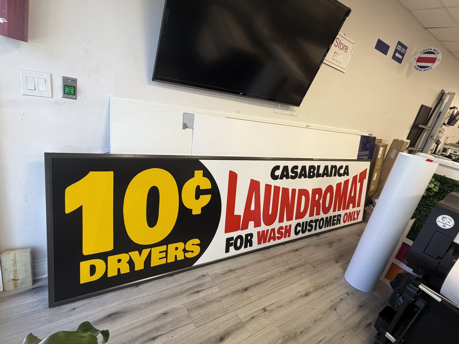 Pan sign finished in our shop for Casablanca Laundromat