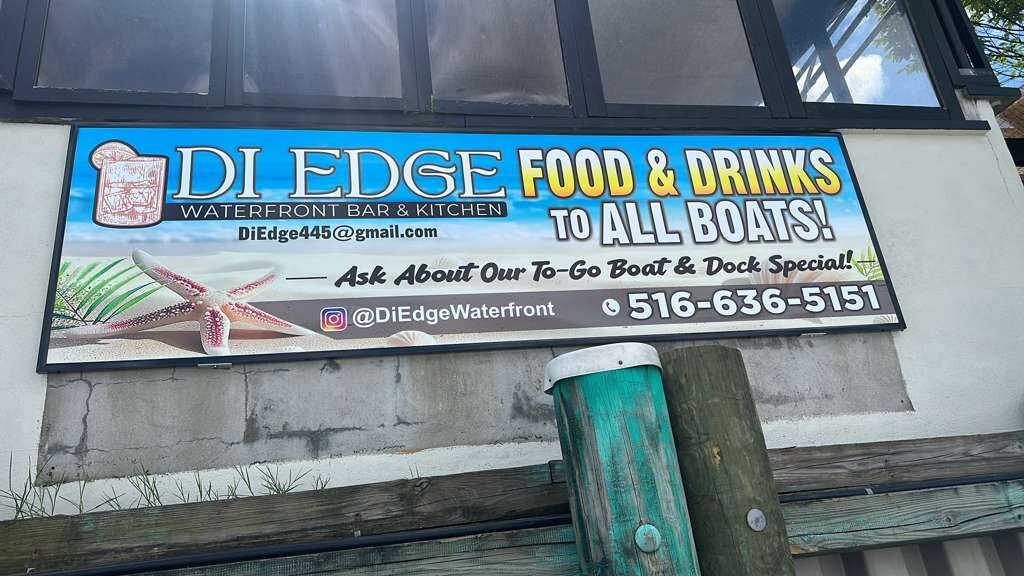 Dockside pan sign for Di Edge Waterfront Bar & Kitchen