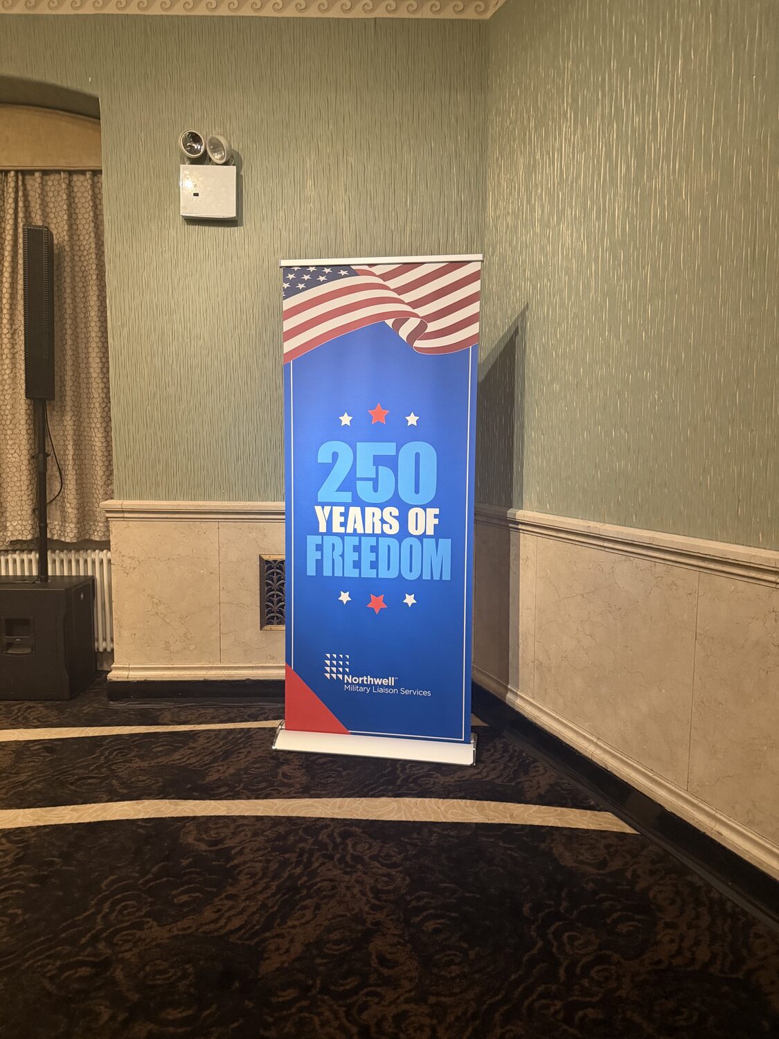 Retractable banner stand for Northwell Health