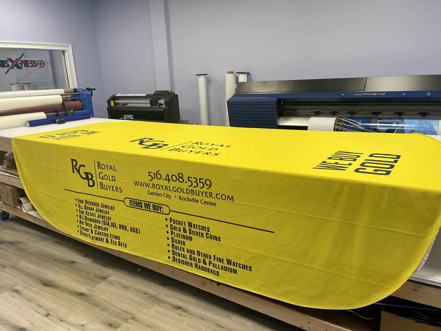 Printed table cover for Royal Gold Buyers