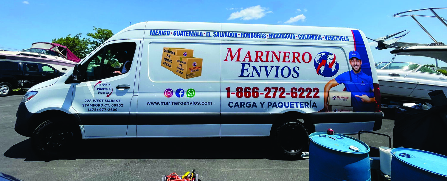 Full-color van graphics for Marinero Envios