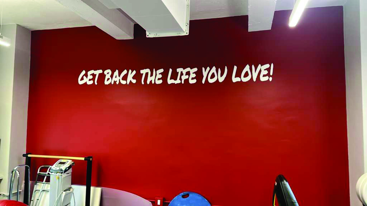Painted-look wall lettering for JAG Physical Therapy