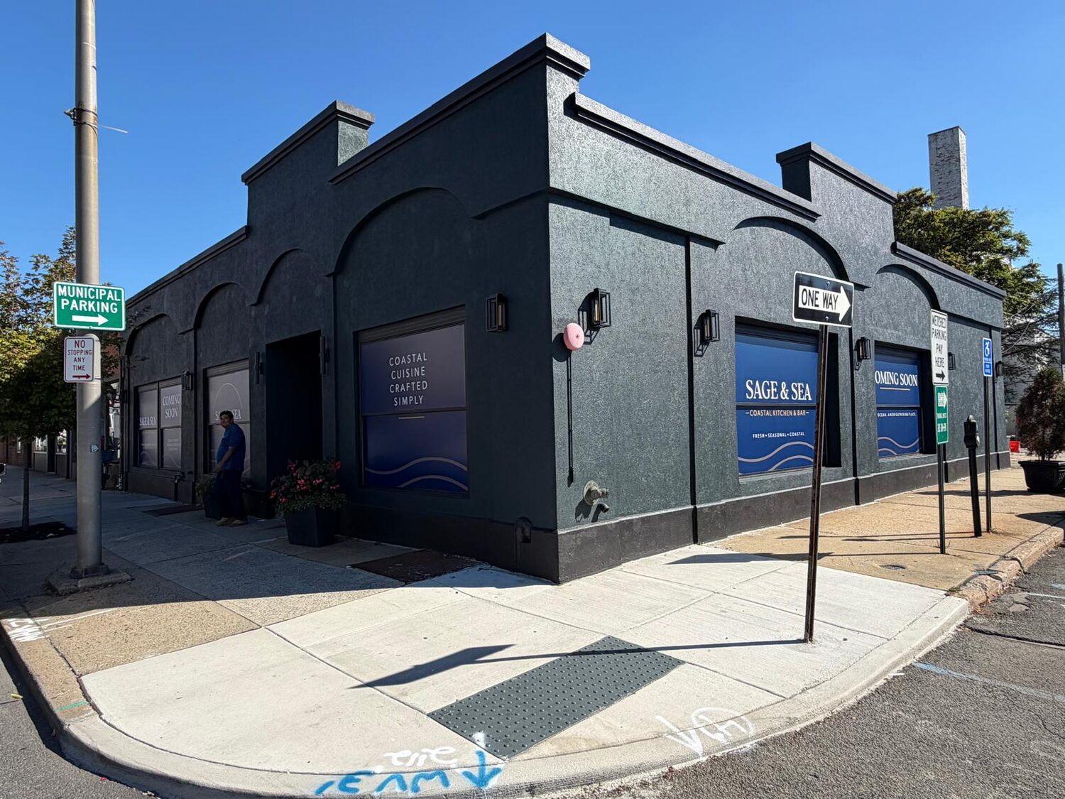 Coming soon storefront graphics for Sage & Sea Coastal Kitchen